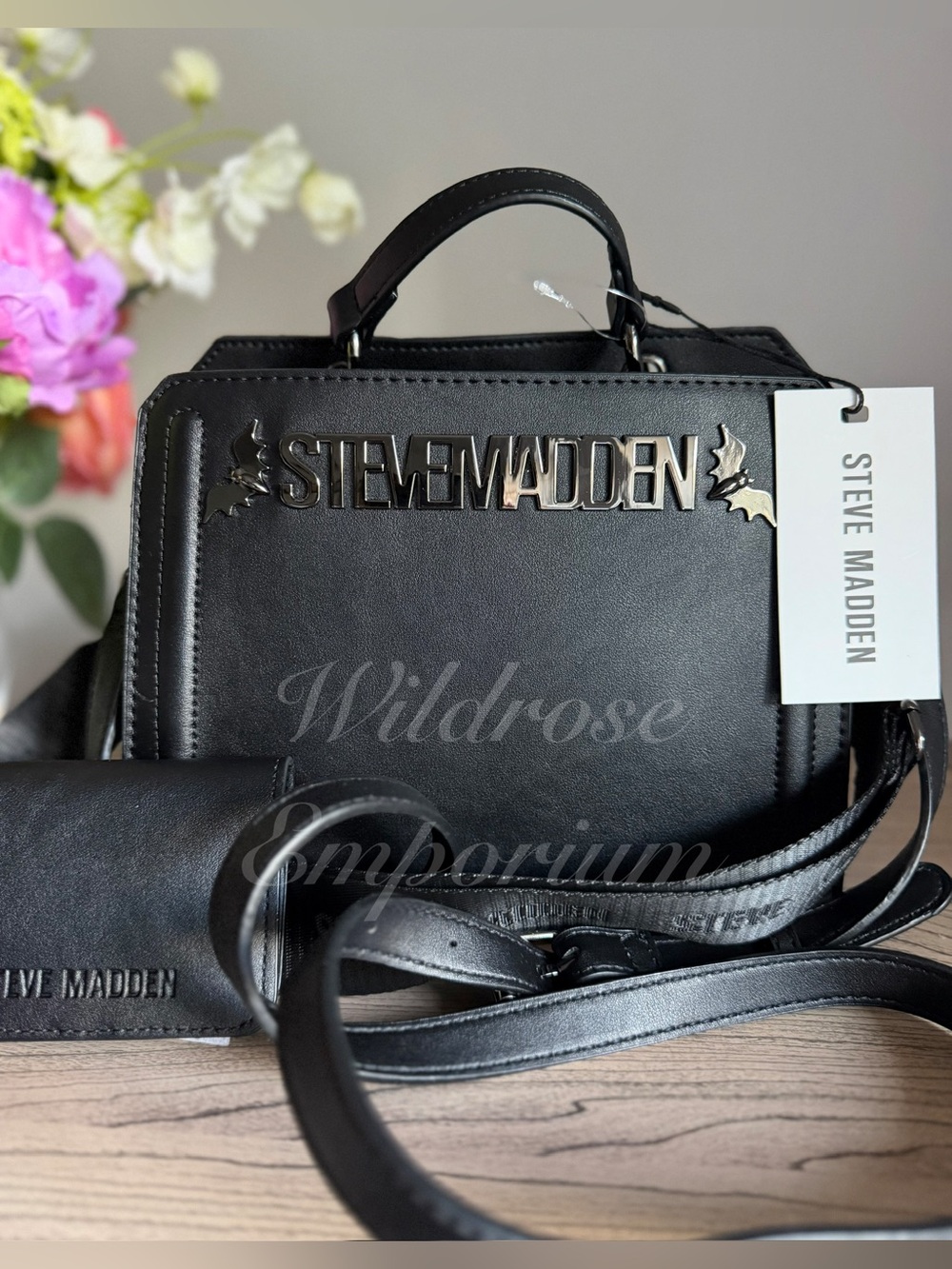 Steve Madden Halloween bats Black Spooky Purse Satchel Crossbody Bag Bevlyn